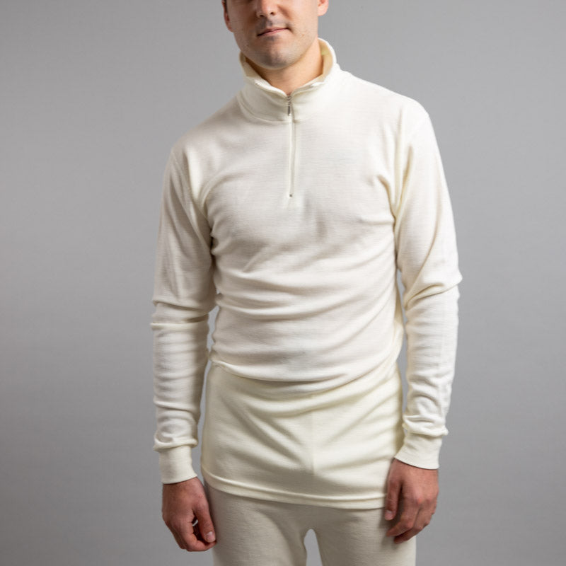 Merino Skins – Unisex Long Sleeve Half Zip Front