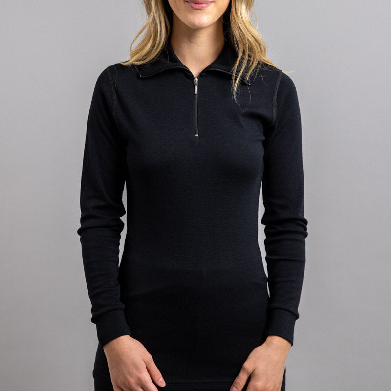 Merino Skins – Unisex Long Sleeve Half Zip Front