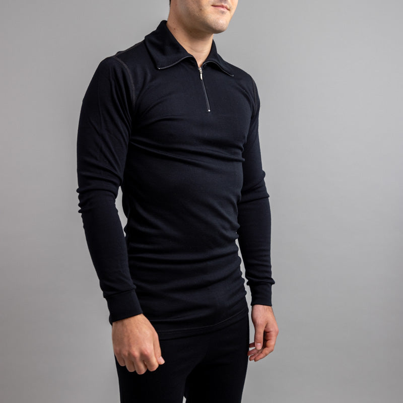 Merino Skins – Unisex Long Sleeve Half Zip Front